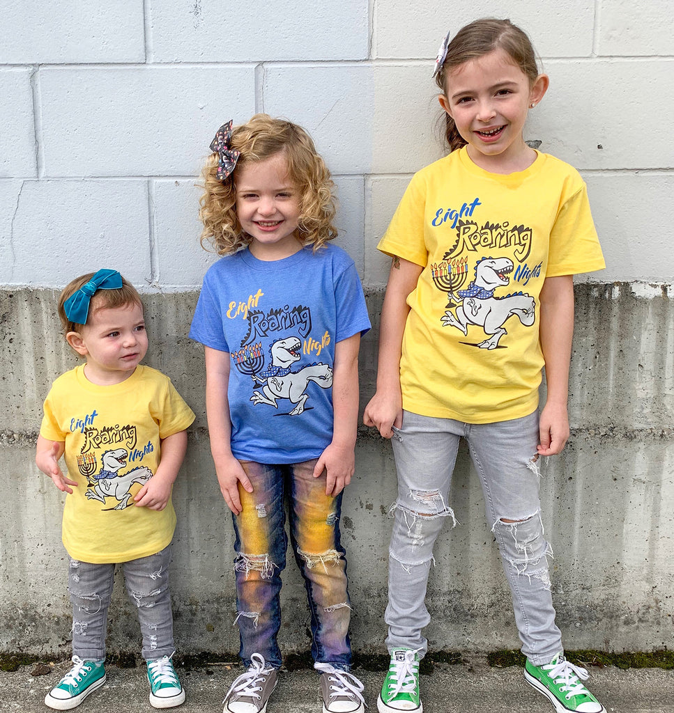 "Eight Roaring Nights" Yellow Gold Tees for Kids & Adult, Vazzie Tees