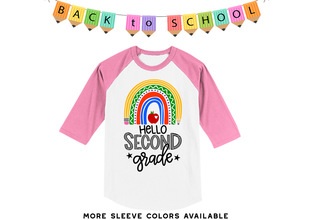 Hello Second Grade Rainbow Raglan