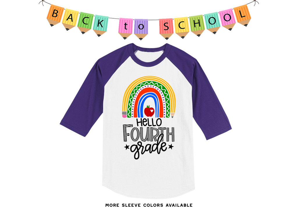 Hello Fourth Grade Rainbow Raglan