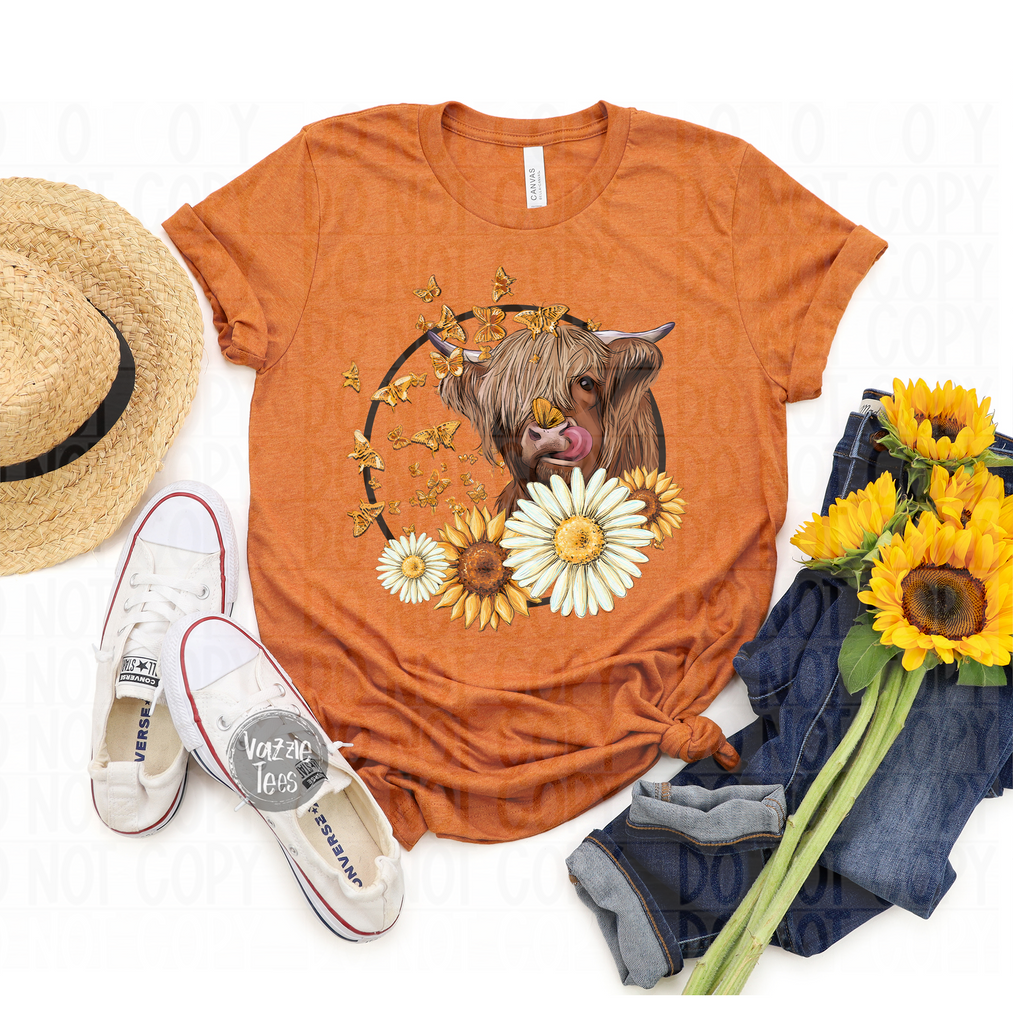 Highland Cow Sunflower - Vazzie Tees