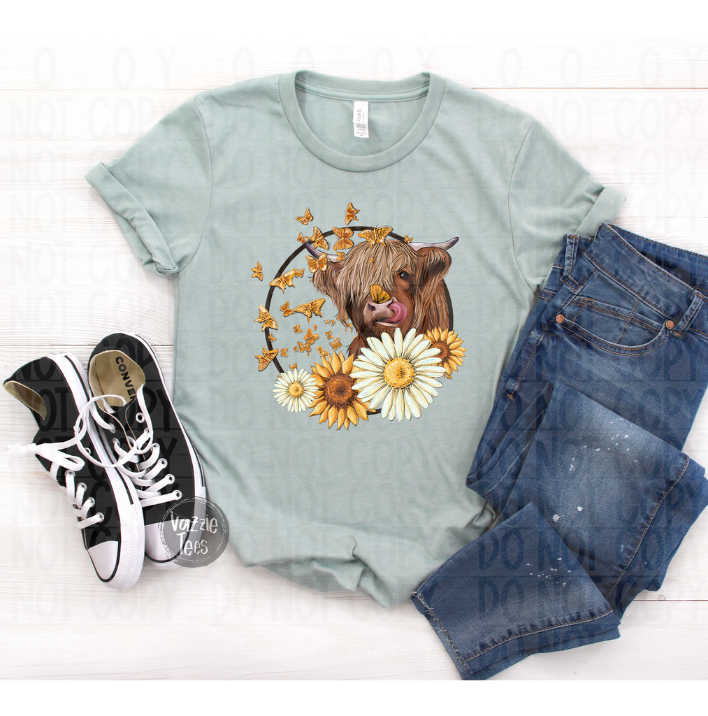 Highland Cow Sunflower - Vazzie Tees