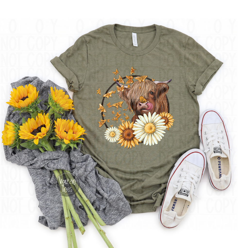 Highland Cow Sunflower - Vazzie Tees