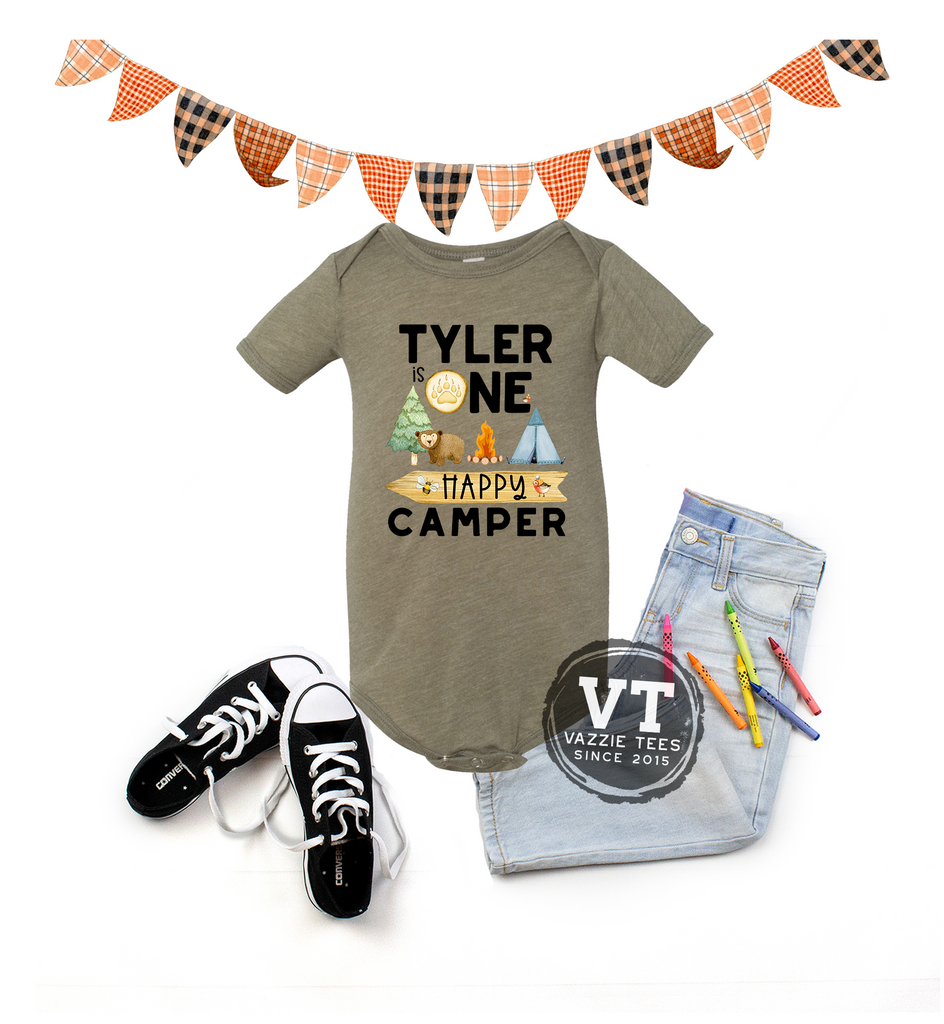 One Happy Camper Personalized Bodysuit