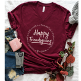 Happy Friendsgiving - Maroon V-Neck, Vazzie Tees 