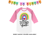 Hello 2nd Grade Rainbow Raglan Shirt